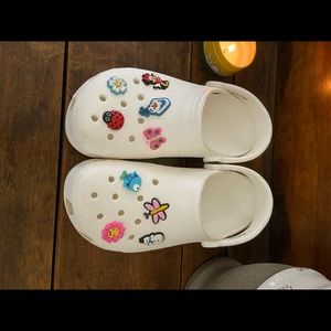 White Crocs with Accessories